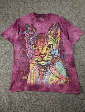 The Mountain T Shirt Cat Graphic Dean Russo 2013 Art Purple Tie Dye Colorful